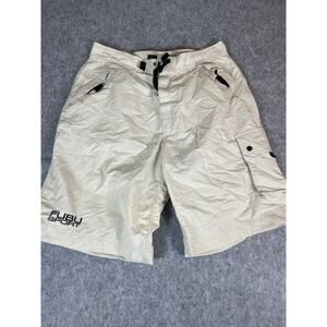 Vintage 90s Fubu The Collection Swim Shorts Mens 36 Beige Khaki Carpenter Baggy